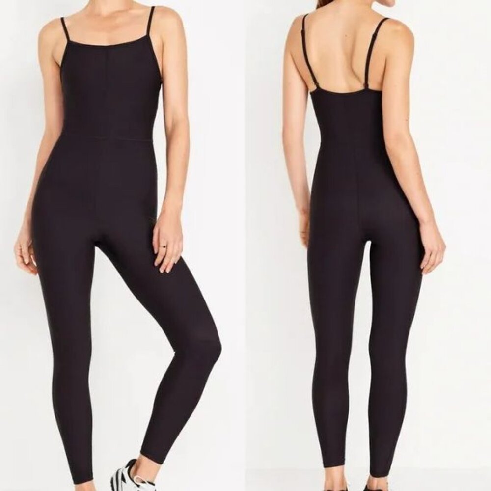 Old Navy Active PowerSoft Cami Bodysuit Jumpsuit Black Size Large - Picture 1 of 1